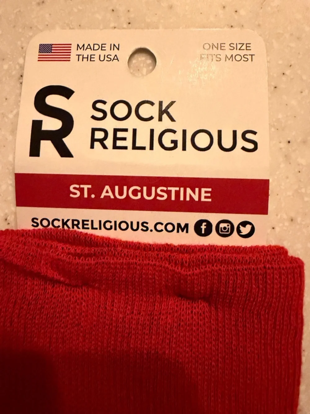 NWT Sock Religious St. Augustine Unisex Novelty Crew Socks w.  Religious Motif.